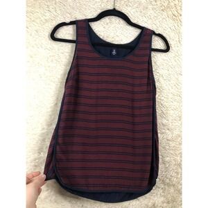 Gap Womens Tank Top Blue Wine Striped  Front Solid Back Sleeveless Scoop Neck XS